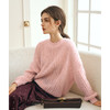 OLrain欧芮儿粉色针织衫女冬季2024新款法式镂空灯笼袖慵懒套头衫 商品缩略图2