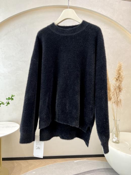 进口水貂绒超高品质董洁同款圆领开叉毛衣 商品图11