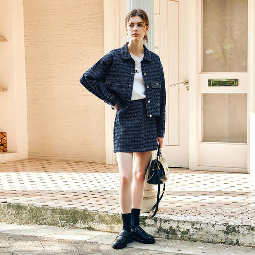 OLrain欧芮儿时尚套装女春季2025年新款小香风牛仔外套半裙两件套 商品图4