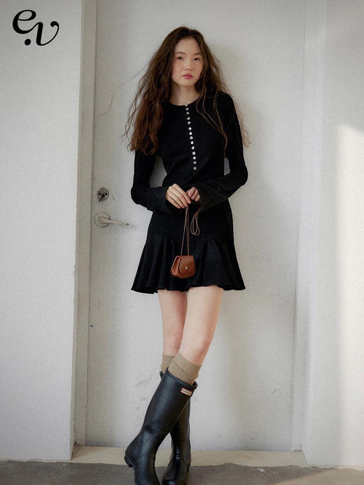 Even Vintage|韩国进囗醋酸 芭蕾精灵 异型贝壳扣温柔打底连衣裙 商品图0