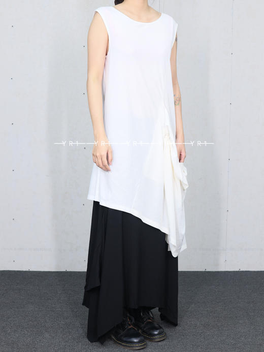 Y's | 白色中国绉无袖上衣 商品图3