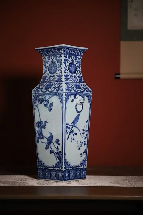 青花喜上眉梢四方镶器 商品图0