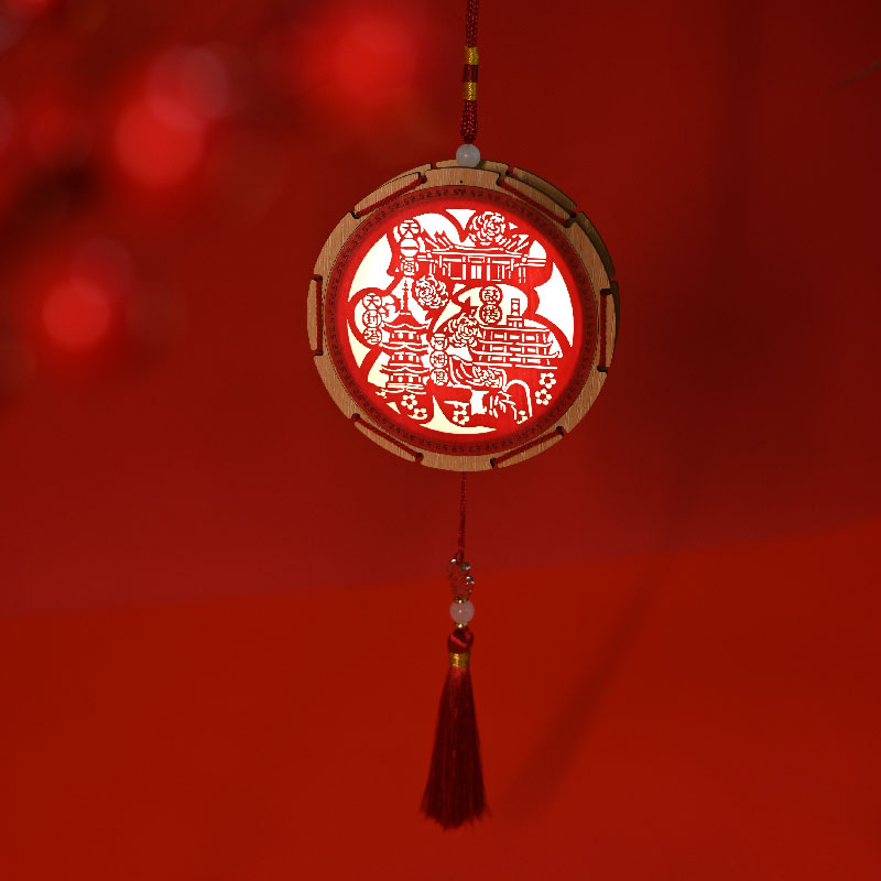 羽诗制造出品 鼓乐迎福剪纸灯非遗剪纸中国鼓艺术挂饰夜灯礼盒套装