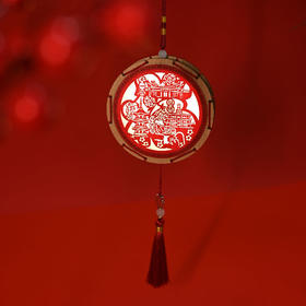 羽诗制造出品 鼓乐迎福剪纸灯非遗剪纸中国鼓艺术挂饰夜灯礼盒套装