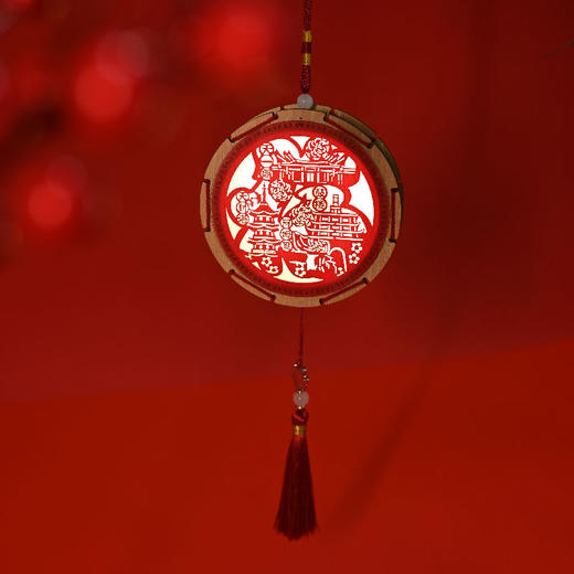 羽诗制造出品 鼓乐迎福剪纸灯非遗剪纸中国鼓艺术挂饰夜灯礼盒套装 商品图0