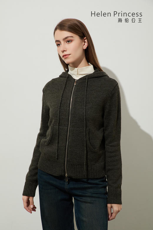 连帽抽绳针织开衫外套 商品图12