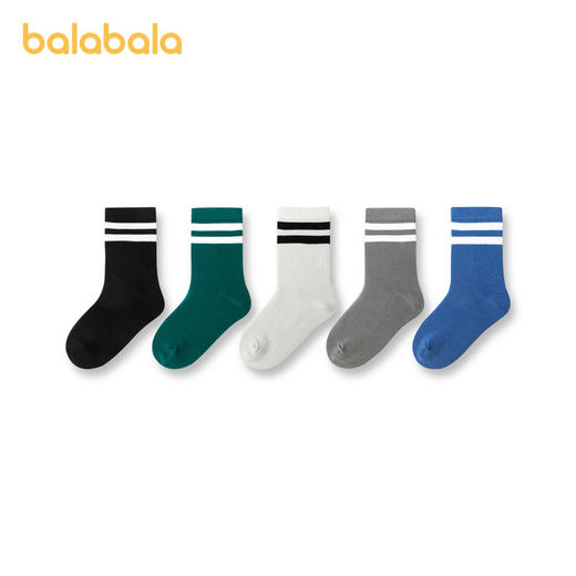 巴拉巴拉儿童袜子春季新款男童棉袜女童打底袜小中大童中筒五双装 商品图4