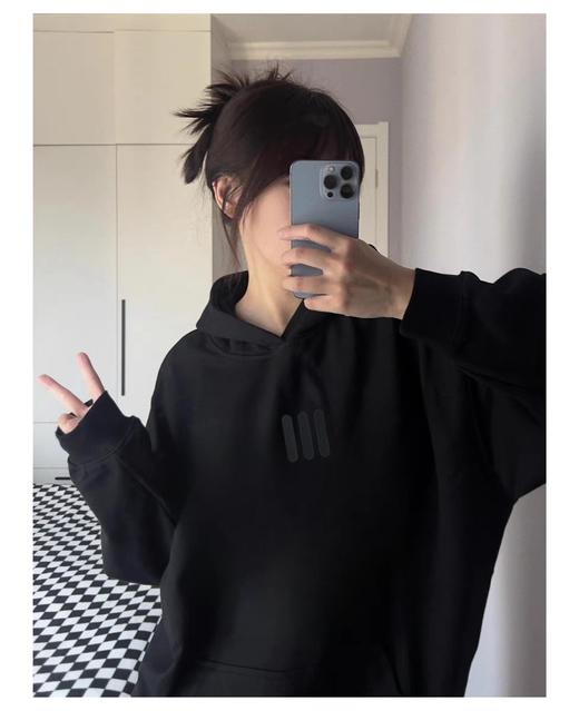 FOGFEAROFGODESSENTIALS联名三杠硅胶印花重磅高街短袖情侣款连帽卫衣男女同款（UY*BG) 商品图0