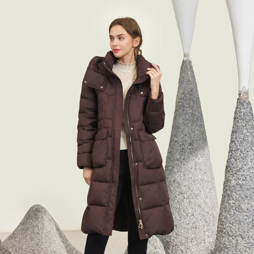 半身缘女装 冬季双重防风保暖连帽长款羽绒服254313M01713328 商品图2