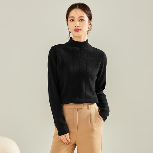 罗蒙女士针织衫秋冬经典半高领舒适百搭套头女毛衣休闲通勤 商品图3