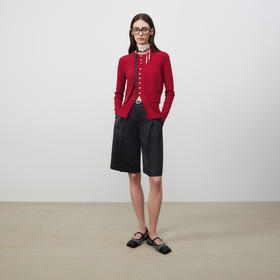 lost in echo2025春夏新款高级红色手工毛针织开衫背心套装上衣女