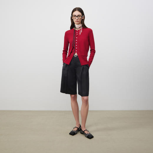 lost in echo2025春夏新款高级红色手工毛针织开衫背心套装上衣女 商品图0