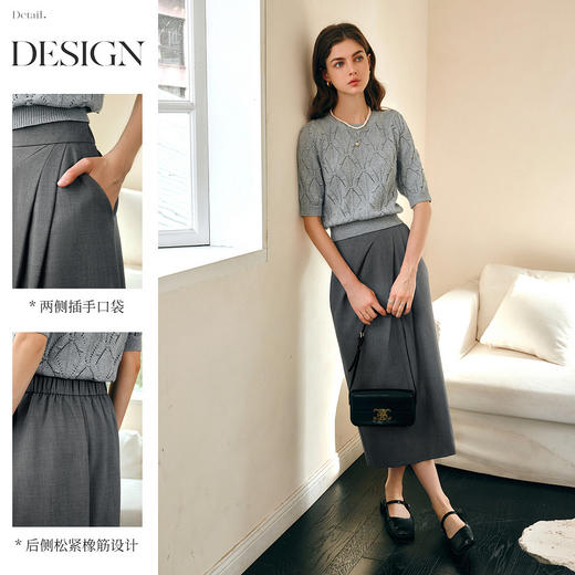OLrain欧芮儿灰色气质半身裙女春季2025年新款高腰通勤设计感半裙 商品图2