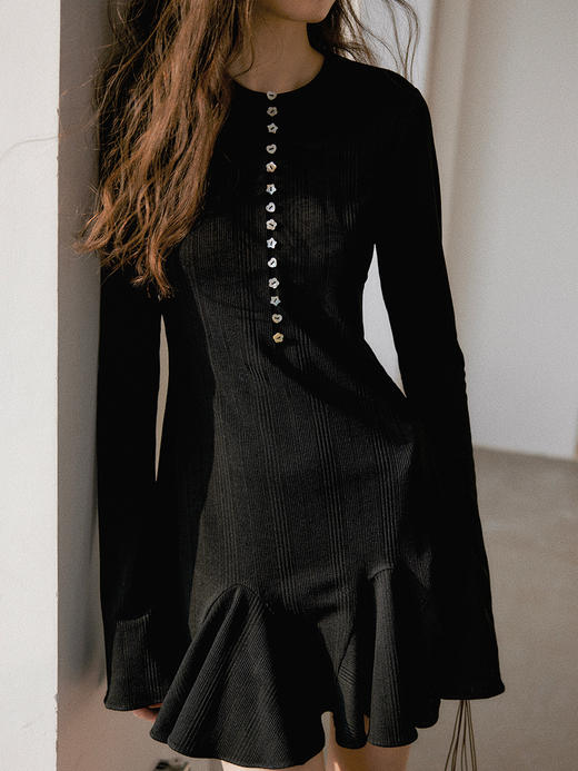 Even Vintage|韩国进囗醋酸 芭蕾精灵 异型贝壳扣温柔打底连衣裙 商品图3