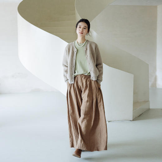 绽放旅行女装894朵/简爱毛衣100%绵羊毛四色绒感短款开襟毛针织衫 商品图1