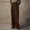 Famecoco范可儿中式宽腰头盘扣梭织宽松直筒显瘦长裤FAC8GA008 商品缩略图1