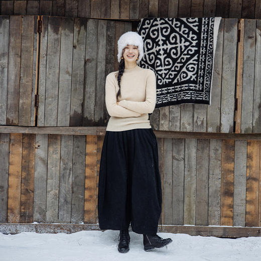 绽放891朵/康赛妮100%山羊绒打底衫柔软绒感半高领套头针织衫毛衣 商品图2