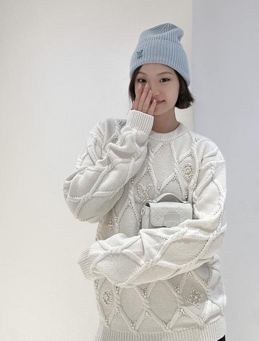 驴家24Fw秋冬新款绞花针织绵羊毛混纺套头衫（UY*DQJB) 商品图9