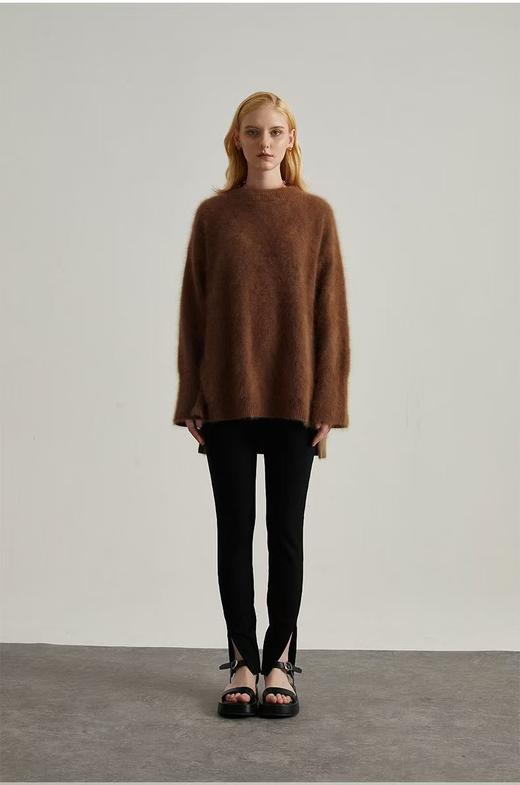 进口水貂绒超高品质董洁同款圆领开叉毛衣 商品图5