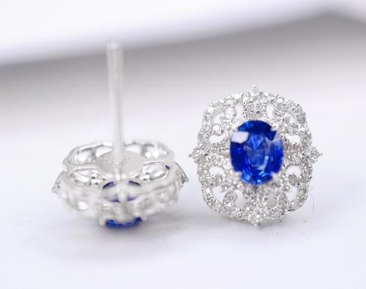 1.6ct刻面蓝宝石耳钉 商品图2