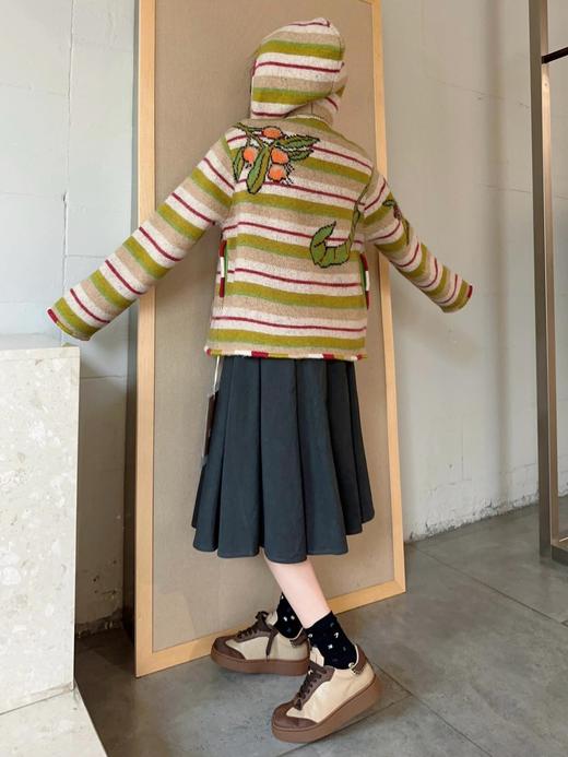 GARC*N24FW秋冬新款豌豆提花拉链针织连帽外套（UY*DQJB） 商品图4