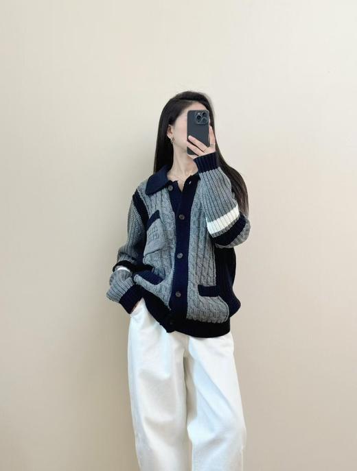 缪缪秋冬新款翻领麻花针织开衫（UY*GH215） 商品图0