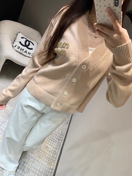 缪缪24FW秋冬新品珠钻字母logo长袖小开衫复古少女系风格（UY*DQJB) 商品图7