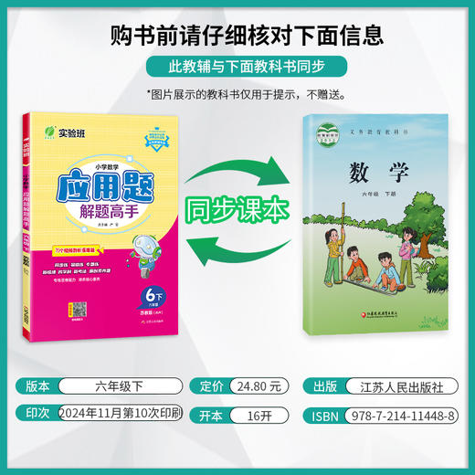 2025年春 【苏教版】 1~6年级下 应用题解题高手 小学数学 商品图1