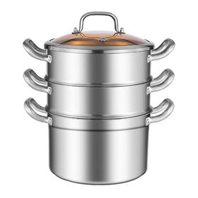 康巴赫新欧式304不锈钢三层蒸锅28cmKGX-Z280【分仓直发，72小时发货，周末节假日不发货】