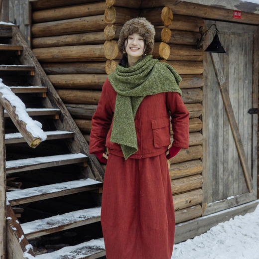 绽放830朵/秋冬亚麻棉脏染松紧腰铺棉花苞半裙百搭复古文艺中长裙 商品图1