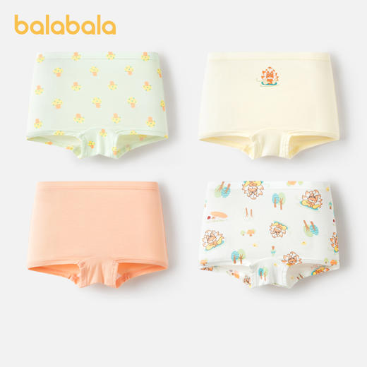 巴拉巴拉儿童内裤莫代尔a类女童四角短裤小童宝宝萌平角裤四条装 商品图1