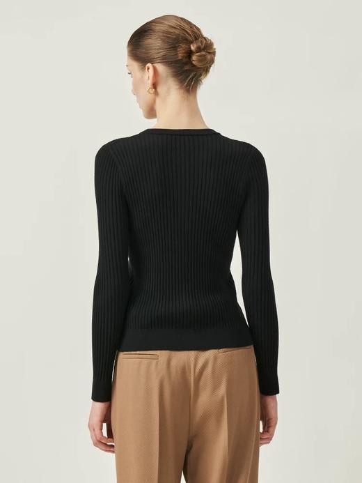 【顺丰包邮】13031【三石*澜同款】精纺60支100%羊毛坑条圆领开衫193 商品图3