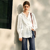 OLrain欧芮儿法式白色衬衫女冬季2024年新款荷叶领刺绣镂空衬衣 商品缩略图3