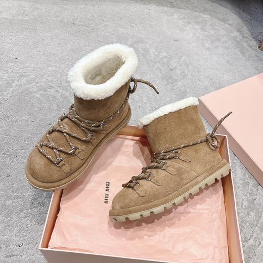 缪缪2024ss秋冬走秀款绑带羊毛小短靴雪地靴毛毛鞋（UX*HD） 商品图2