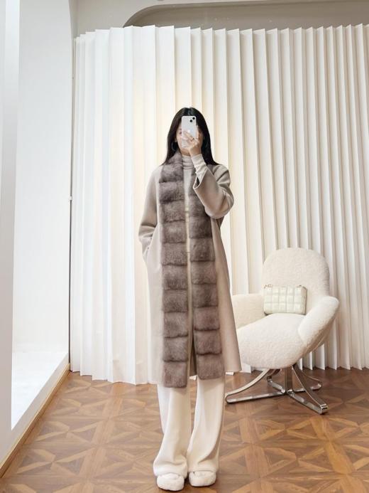 LP老钱风轻奢进口十字水貂领双面羊绒大衣（UY*XHD） 商品图4