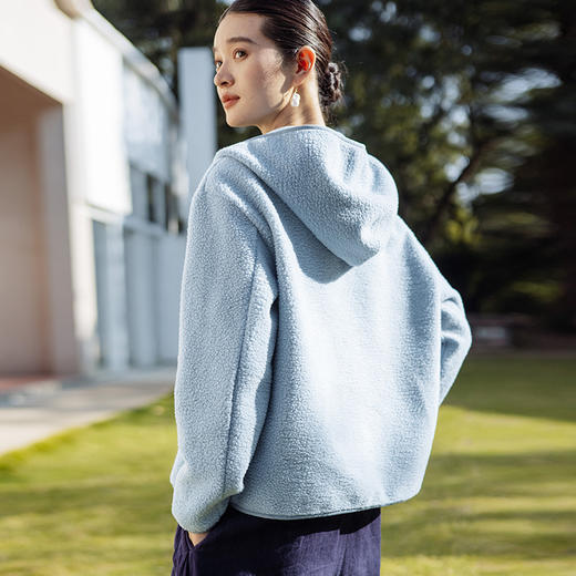 绽放924朵/抱抱连帽拉链卫衣羊毛感长绒棉加厚保暖摇粒绒上衣外套 商品图3