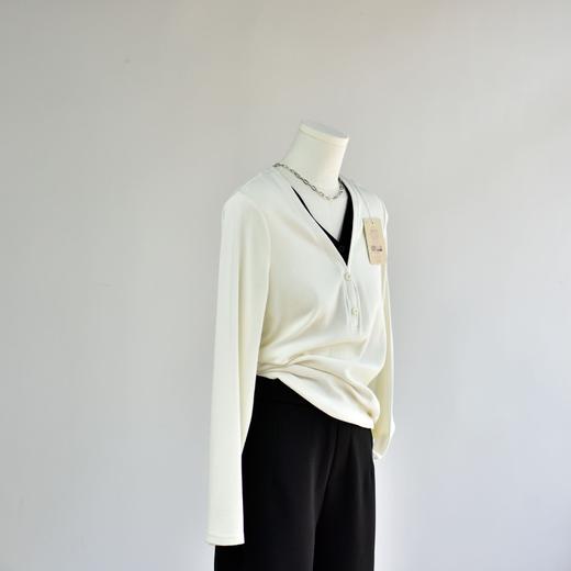 丁摩 【撞色天鹅衫】新款美雅碧棉v领假两件撞色针织开衫打底衫上4ZF-120902 商品图6