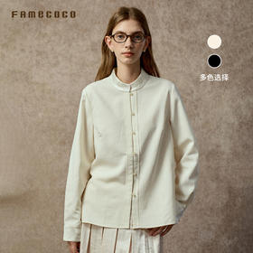 Famecoco范可儿真丝拼接肌理醋酸缎中式立领衬衫FAC8BH002