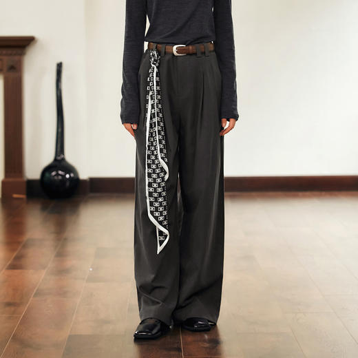 OLrain欧芮儿灰色休闲裤女冬季2024年新款通勤风气质宽松阔腿裤 商品图1