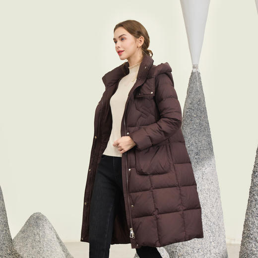 半身缘女装 冬季双重防风保暖连帽长款羽绒服254313M01713328 商品图1