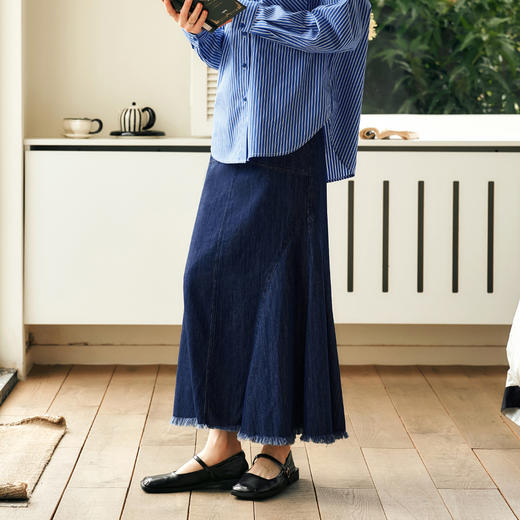 OLrain欧芮儿法式牛仔半身裙女冬季2024年新款时尚高腰包臀鱼尾裙 商品图4