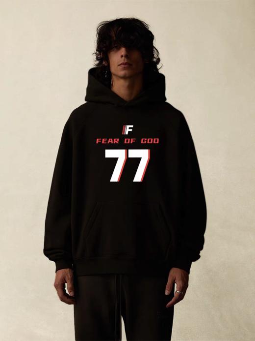 FOGFEAROFGODESSENTIALS新款77字母重磅高街短袖情侣款连帽卫衣男女同款（UY*BG) 商品图0