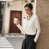 OLrain欧芮儿白色长袖T恤女冬季2024年新款通勤百搭珍珠丝巾上衣 商品缩略图0