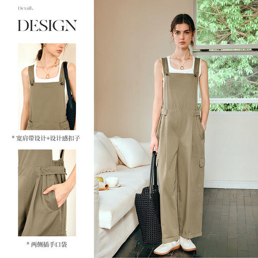 OLrain欧芮儿卡其色休闲裤女春季2025年新款时尚连体工装背带裤 商品图2