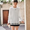 OLrain欧芮儿法式白色T恤女春季2025年新款设计感拼接蕾丝上衣 商品缩略图0