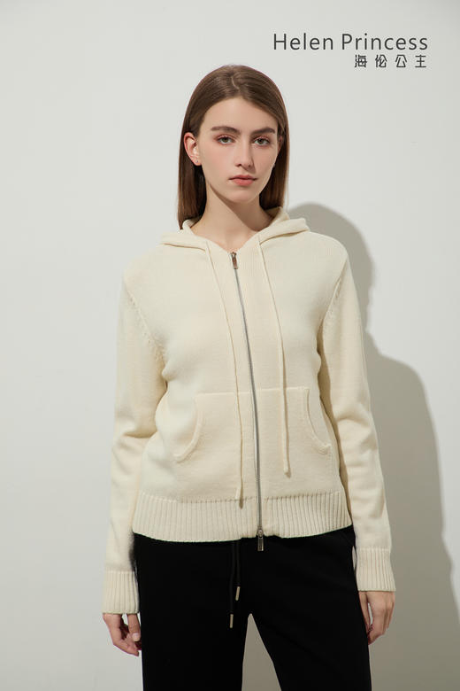 连帽抽绳针织开衫外套 商品图2