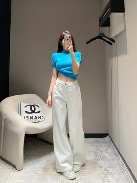 驴家24Fw秋冬新款刺绣万能白色直筒牛仔长裤（UY*ML)