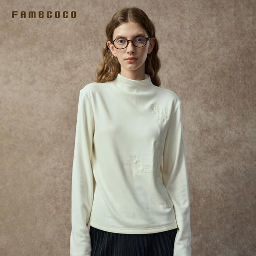 Famecoco范可儿双面磨毛显瘦保暖半高领打底衫FAC8BB001 商品图3
