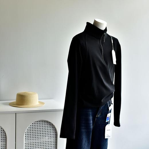 丁摩 【慕斯拉链衫】秋冬女装新立领拉链防风慕斯长袖T恤保暖打底绒衫4ZF-192 商品图5