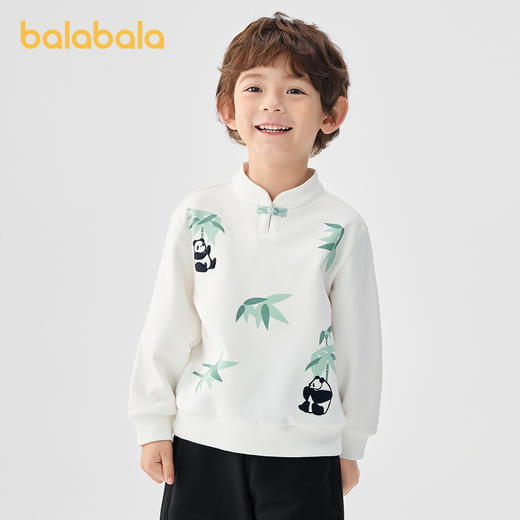 巴拉巴拉童装男童长袖卫衣儿童上衣2025新款春装圆领国风打底衫潮 商品图0